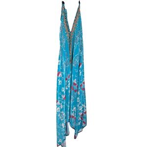 Turquoise Celina Floral Maxi Dress Boho‎ Resort Cruise One Size Rhinestone Fairy